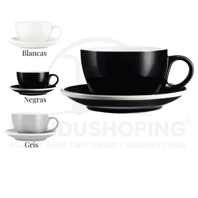 Taza y platillo de porcelana para café con leche Espresso Parts - Gris (355 ml)