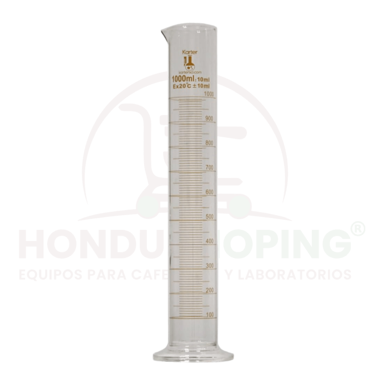 Probeta de vidrio de borosilicato 3.3 de 1000ml escala de 100ml.