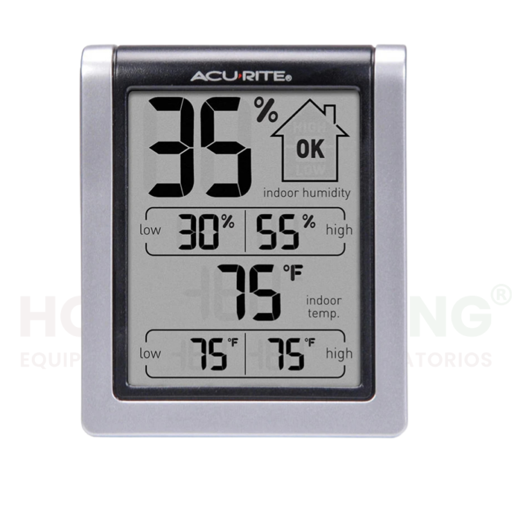 Higrómetro Digital AcuRite para Medición de Temperatura y Humedad en Secadoras Solares.