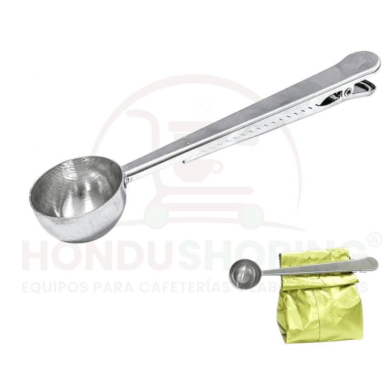 Cuchara Medidora de Café de Acero Inoxidable con Clip Sellador.