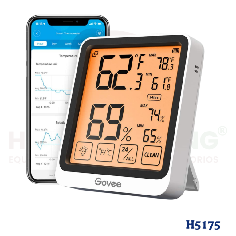 Higrómetro Digital Govee H5175 para Medición de Temperatura y Humedad en Secadoras Solares.
